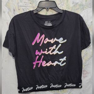 Justice Black Graphic Crop Top Size Girl XLarge